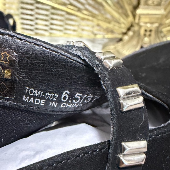 Chinese Laundry Black Suede Studded Cutout Ankle Boots - Picture 2 of 2